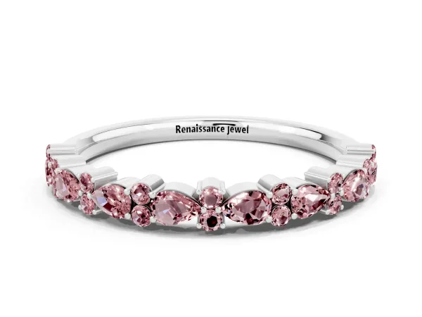 Pear and Round Morganite Wedding Band Platinum