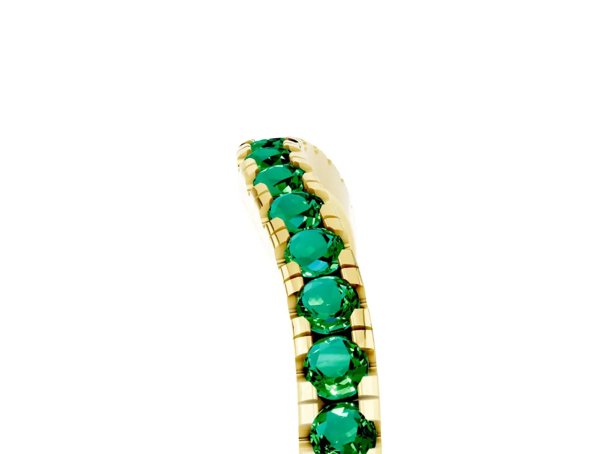 Emerald Pavé Curved Wedding Band Yellow gold