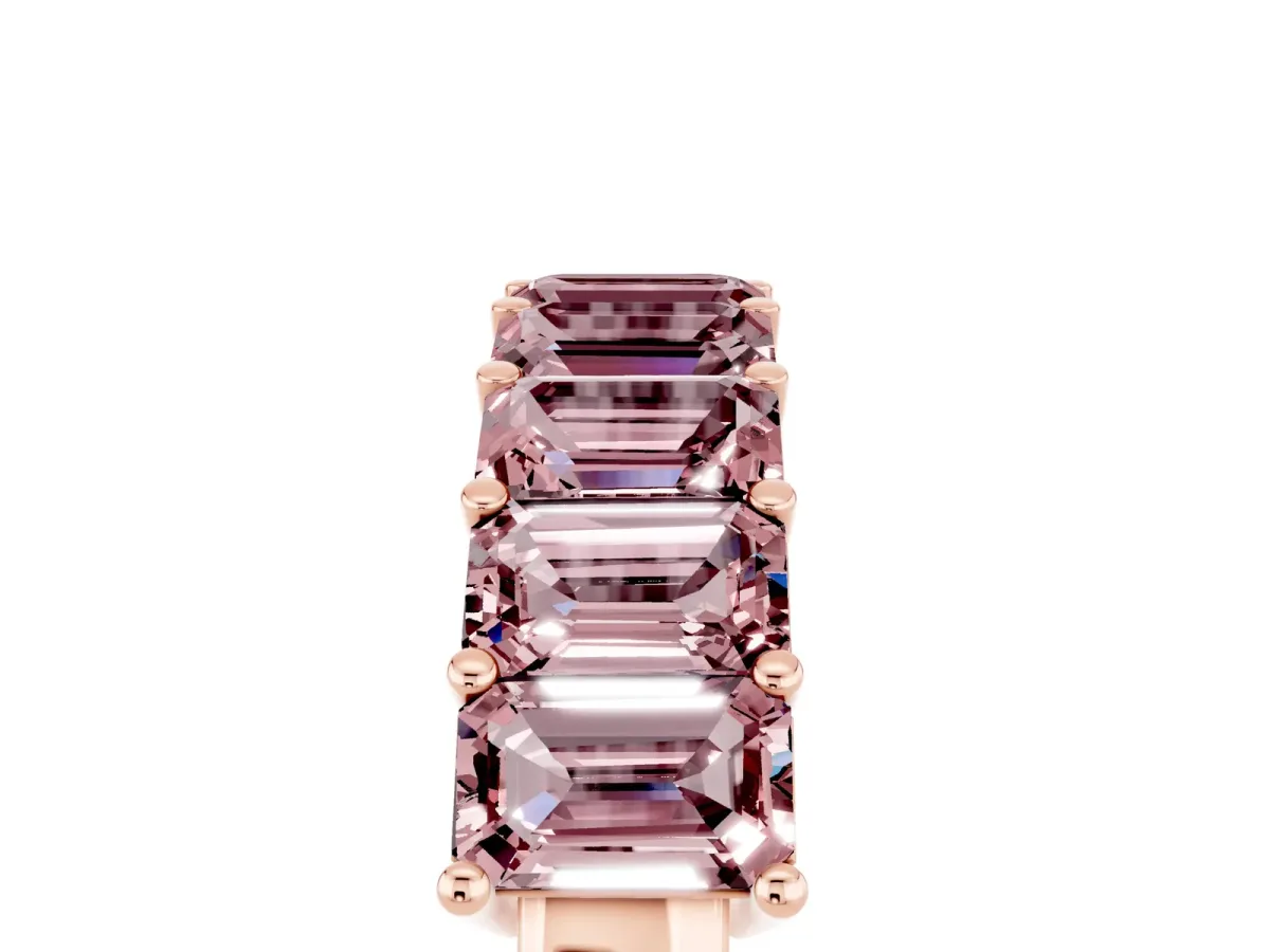 Emerald Cut Morganite Prong-Set Eternity Band Rose gold