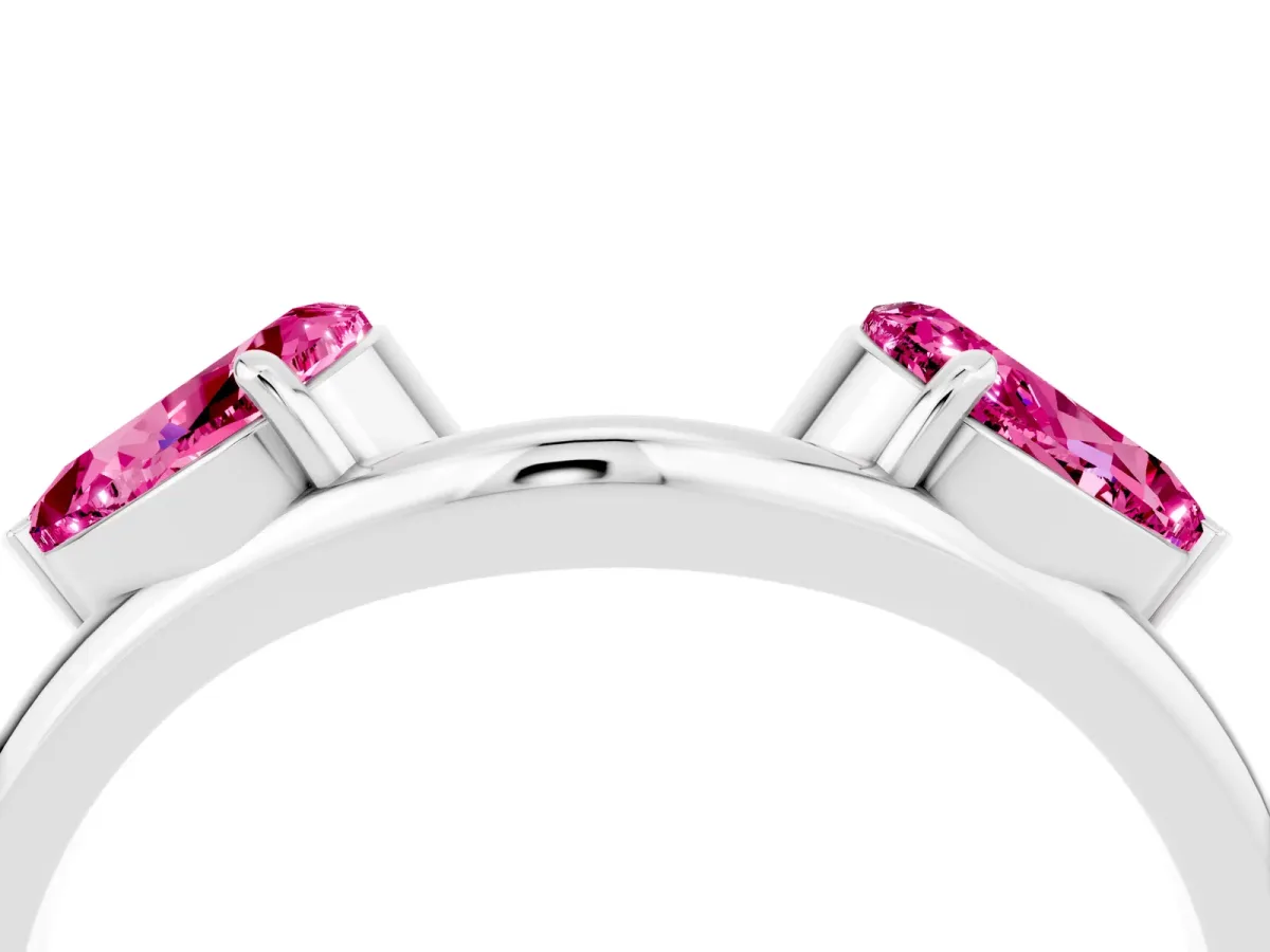 Two-Stone Pear Pink Sapphire Bypass Ring with Prong Setting Platinum