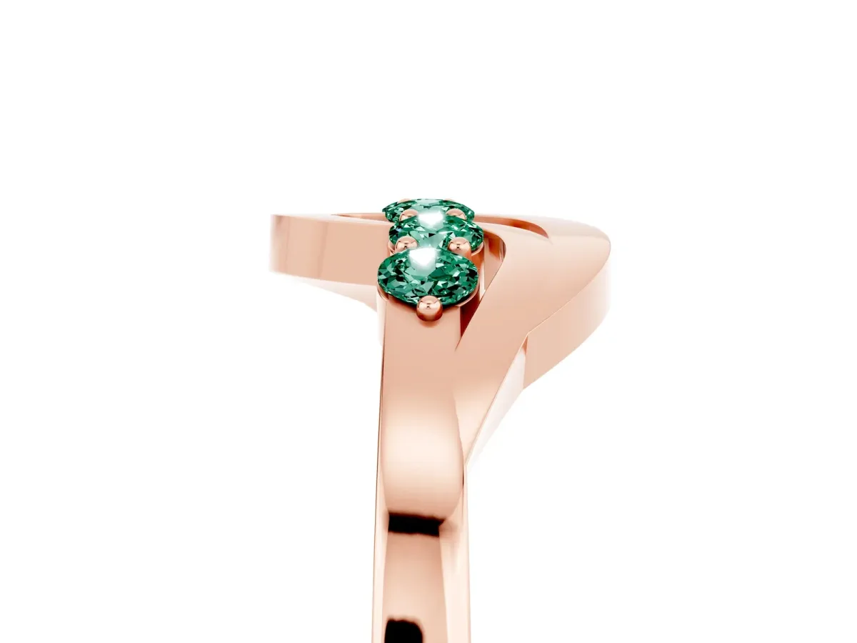 Five-Stone Round Green Sapphire Crossover Band with Prong Setting Rose gold