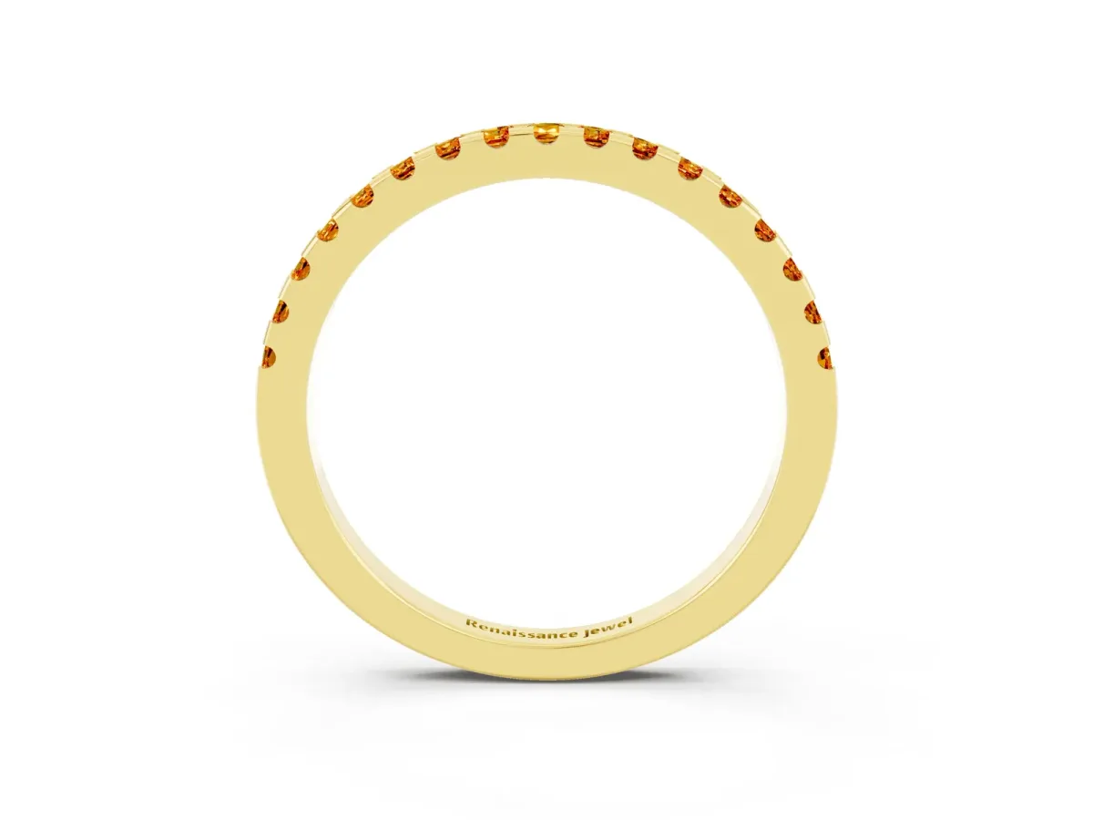 Round Citrine Pavé Set Eternity Band with Micro Prong Setting Yellow gold