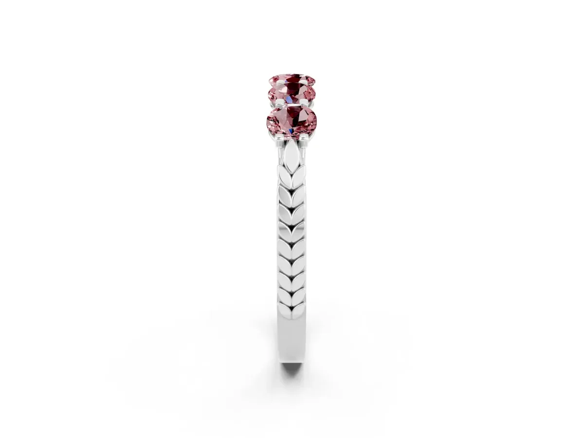 Five-Stone Round Morganite Prong-Set Band Silver