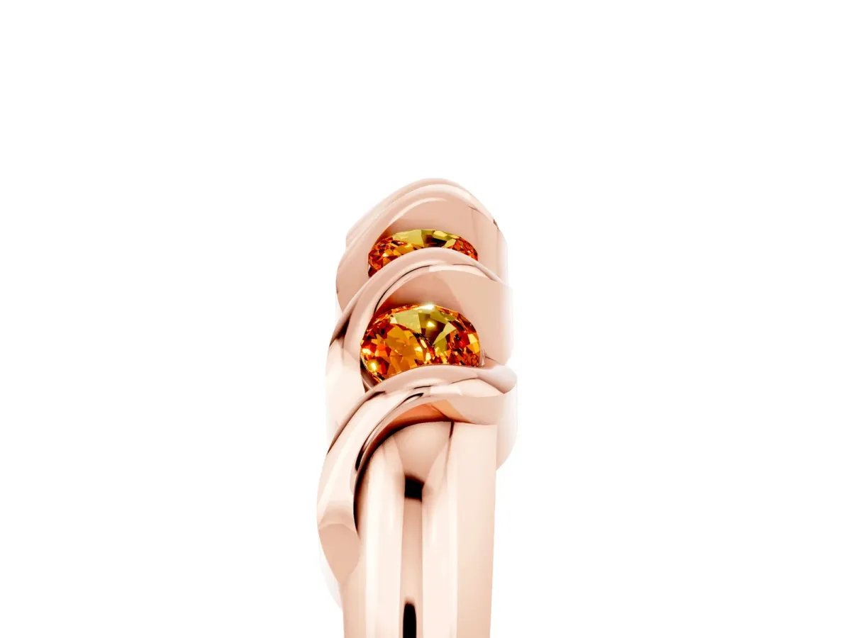 Round Citrine Eternity Band with Twist Prong Setting Rose gold