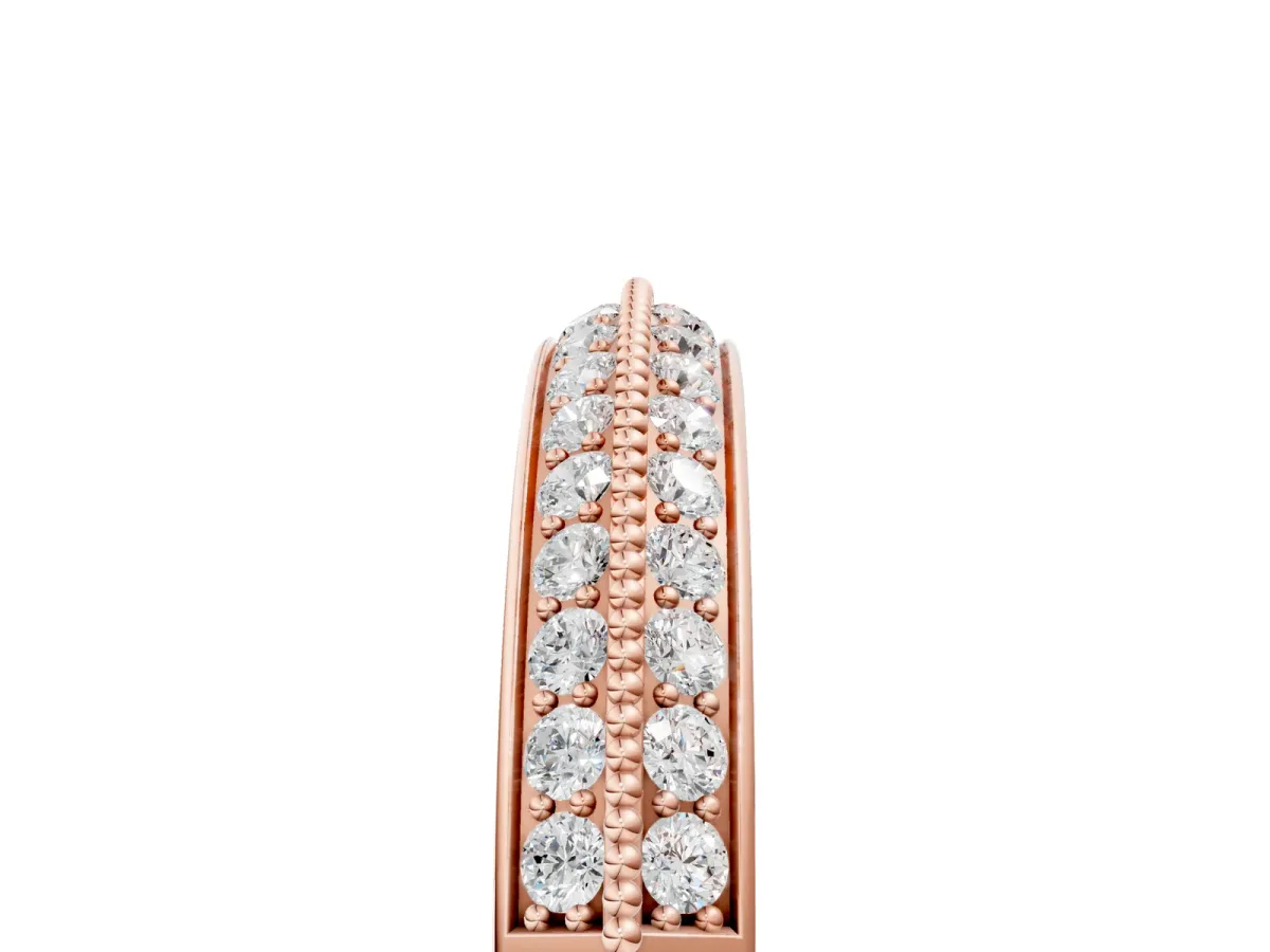 Round Diamond Pave Eternity Band with Milgrain Edging Rose gold