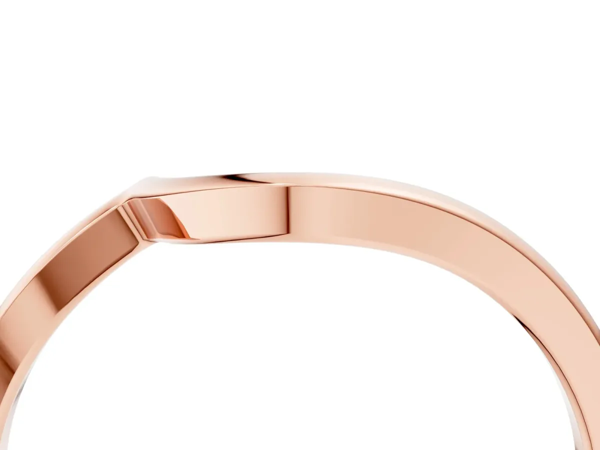 Curved Solitaire Band with Round Stone Setting Rose gold