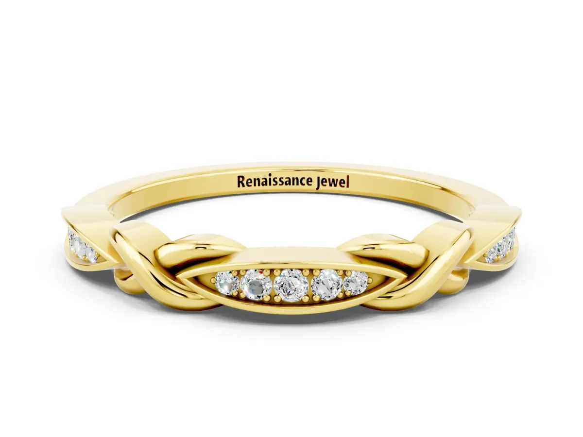 Twisted Marquise Moissanite Pavé Band with Shared Prong Setting Yellow gold