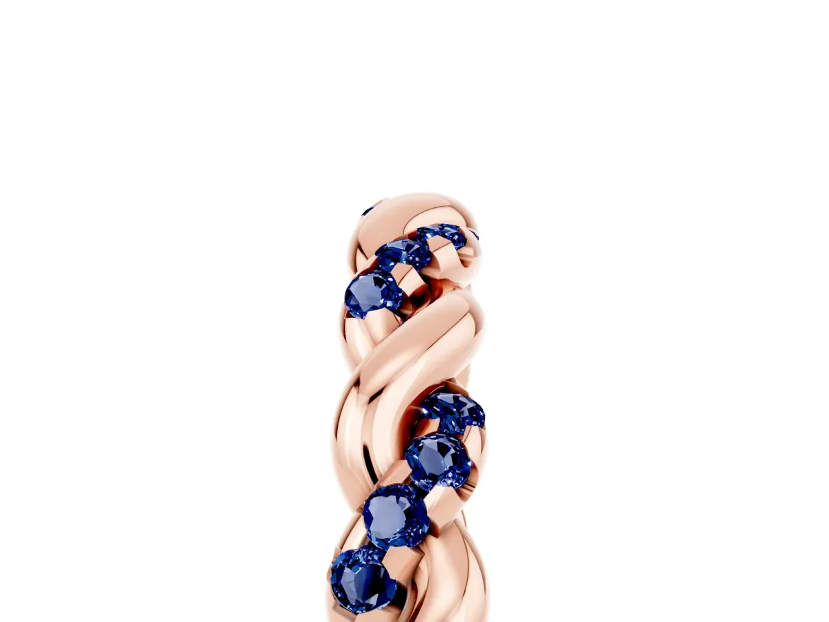 Twisted Pavé Round Blue Sapphire Eternity Band Rose gold