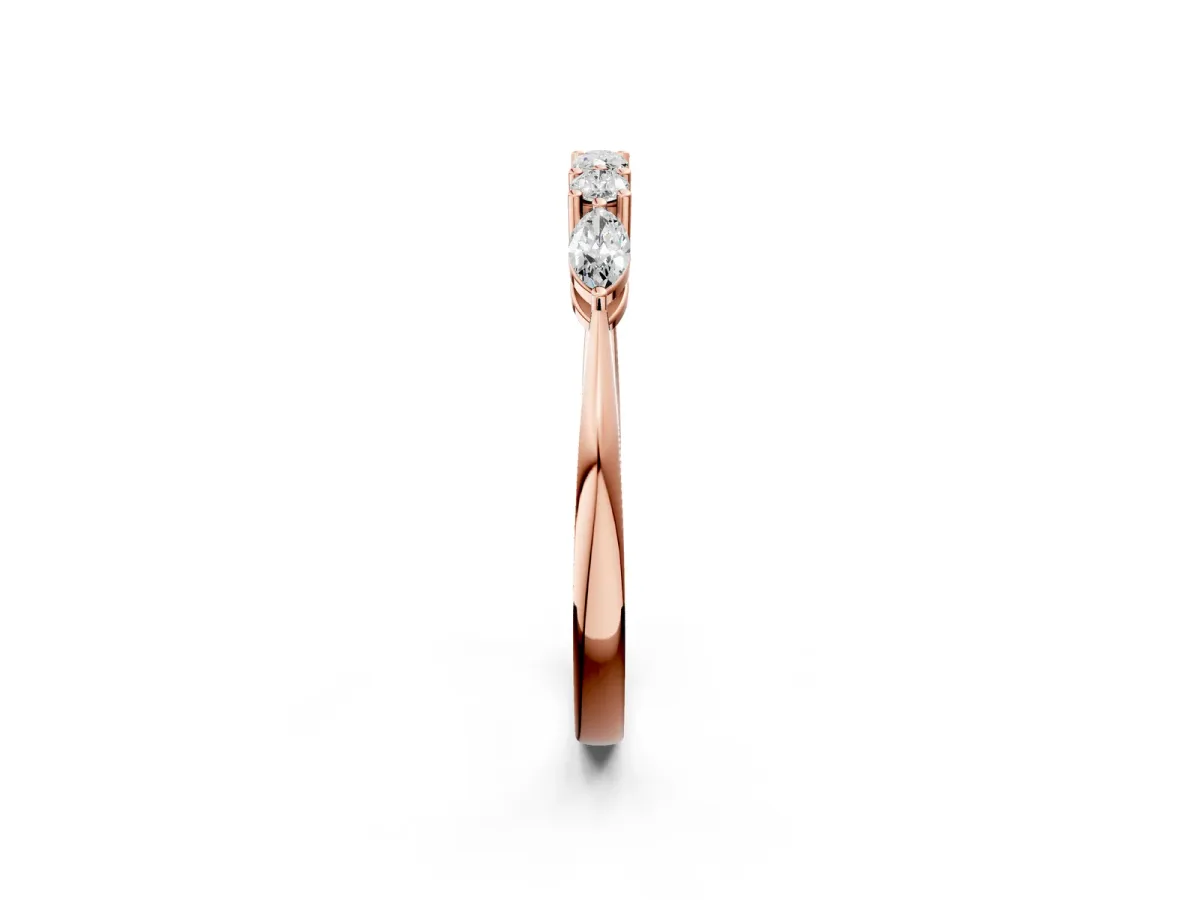 Prong Set Round Diamond Half-Eternity Band Rose gold