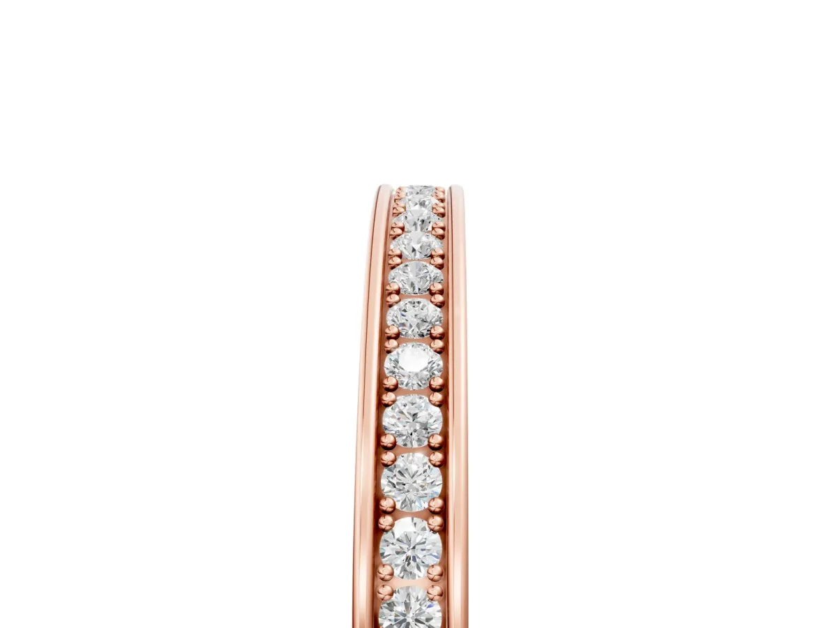 Channel Set Round Diamond Milgrain Engraved Band Rose gold