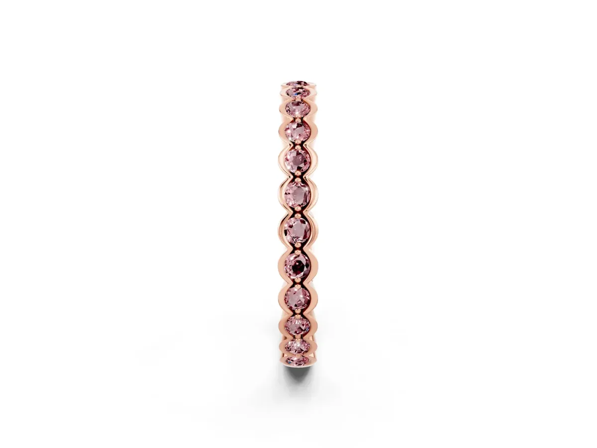 Round Morganite Bezel Set Eternity Band Rose gold