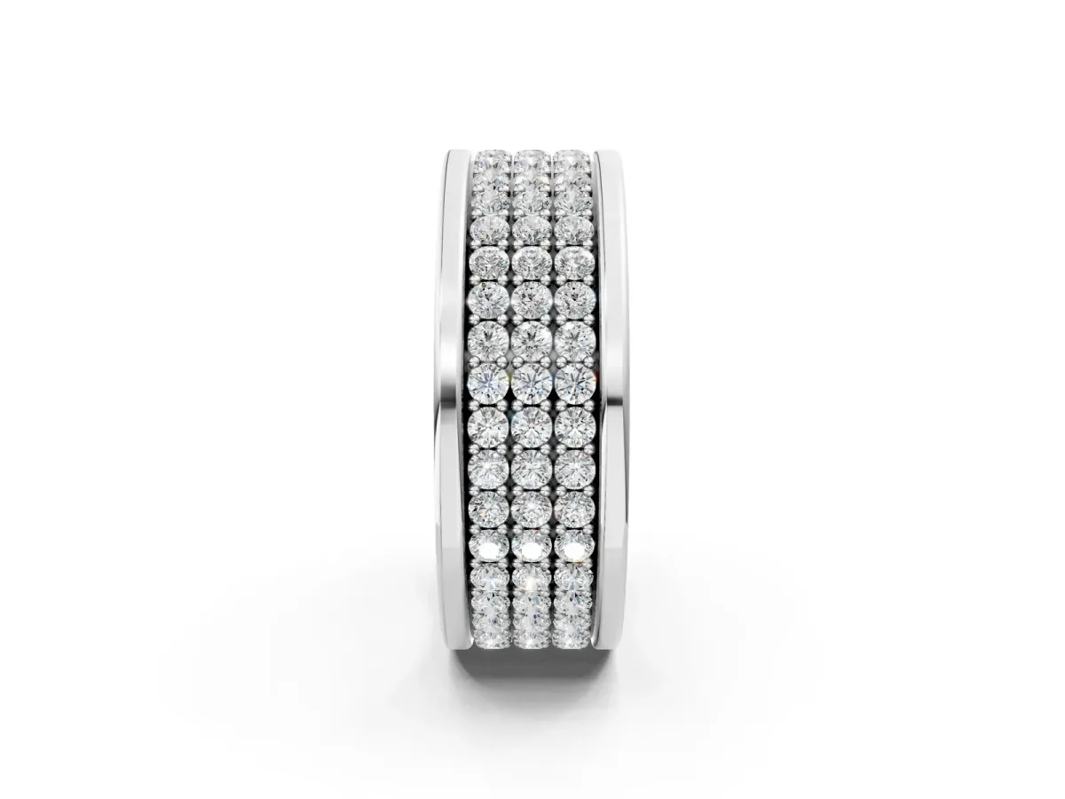 Round Diamond Multi-Row Pavé Mens Band Platinum