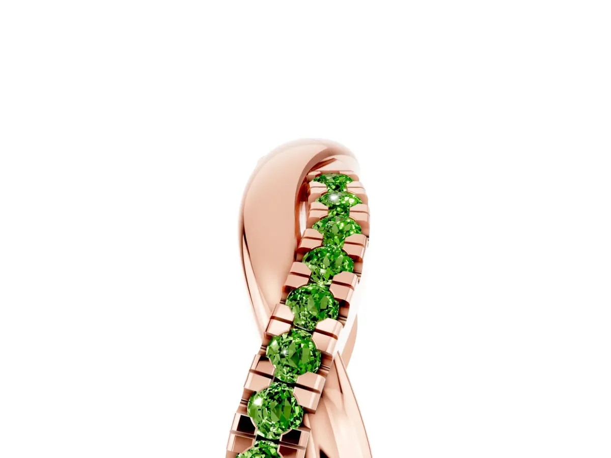 Round Peridot Twisted Infinity Band with Prong Setting Rose gold