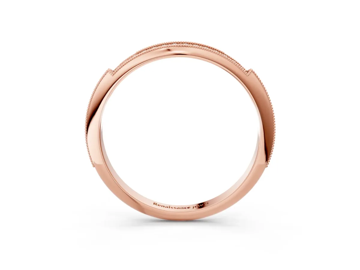 Milgrain Round Diamond Pavé Set Half Eternity Band Rose gold