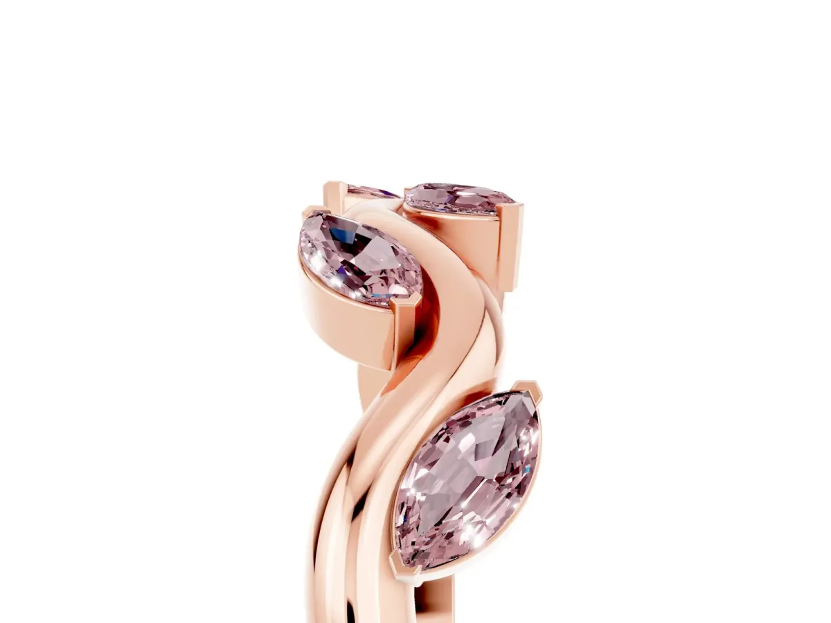 Marquise Morganite Twisted Band with Prong Setting Rose gold