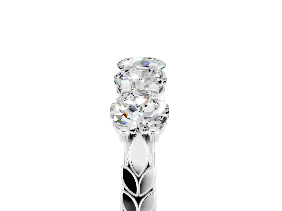 Five-Stone Round Moissanite Prong-Set Band Silver