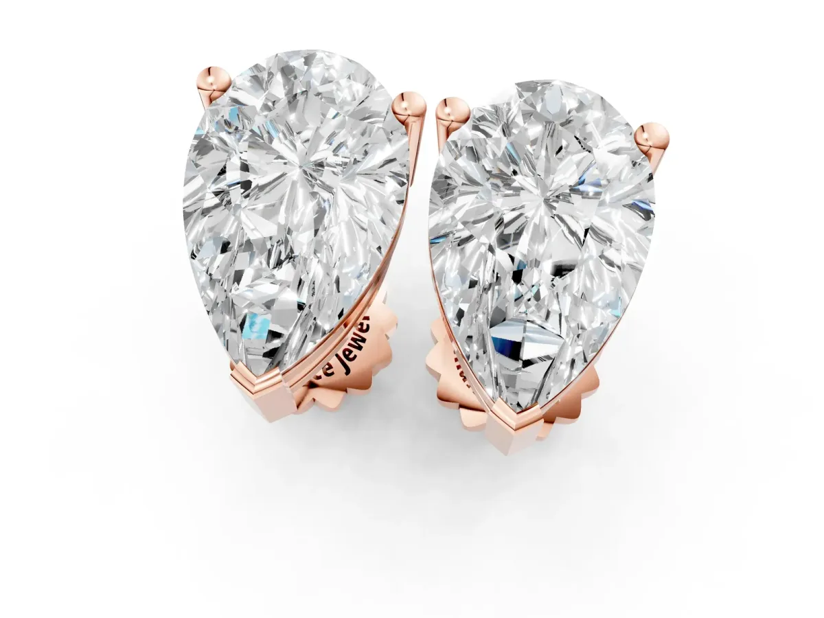 Pear Cut Diamond Stud Earrings Rose gold