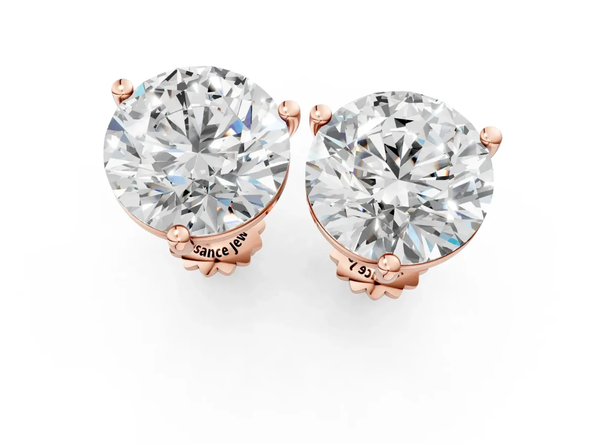 Round Brilliant Diamond Martini Stud Earrings Rose gold