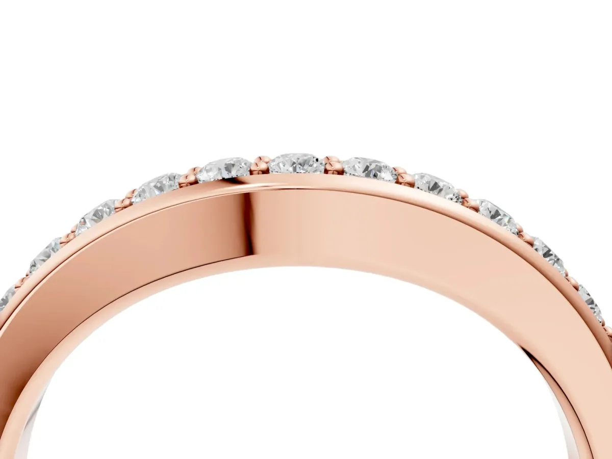 Channel Set Round Diamond Curved Band Rose gold