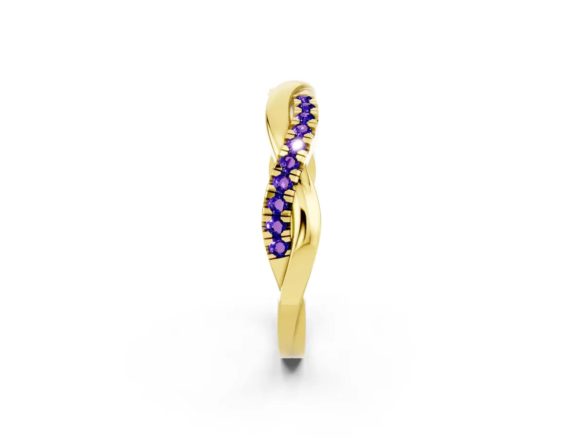 Round Tanzanite Twisted Infinity Band with Prong Setting Yellow gold