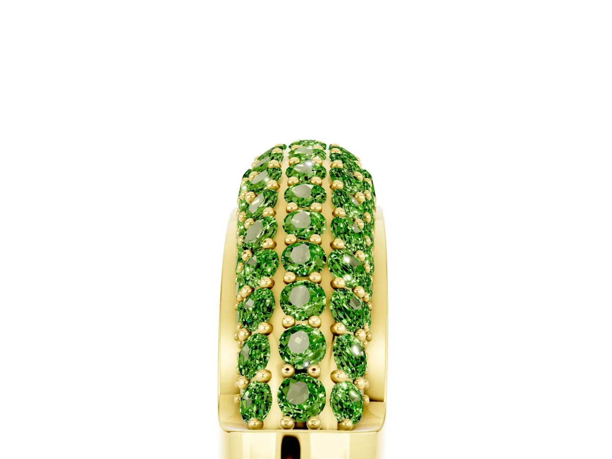 Three-Row Pavé Round Peridot Dome Band Yellow gold