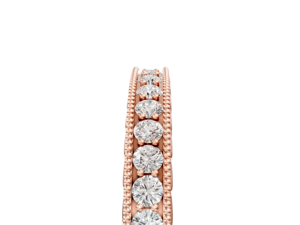 Round Diamond Milgrain Channel Set Eternity Band Rose gold