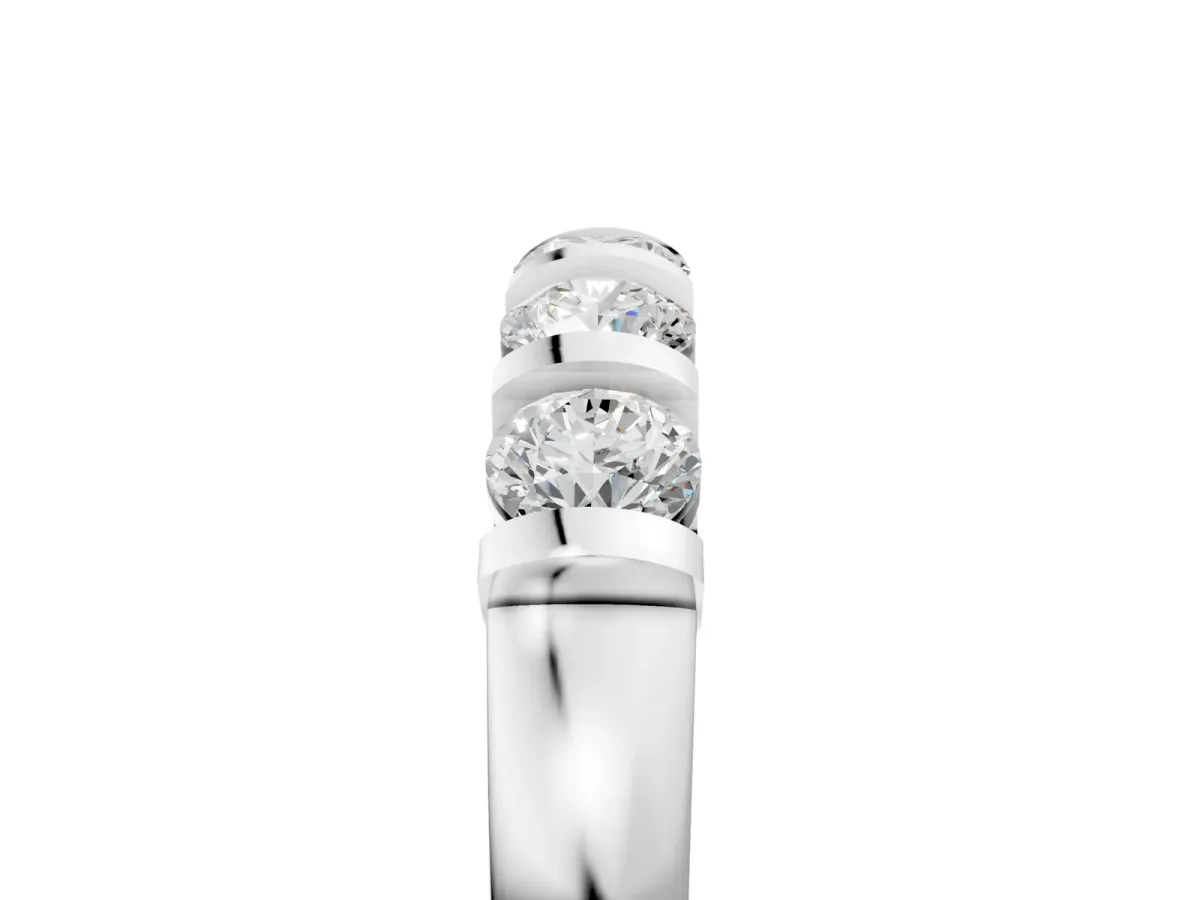 Five-Stone Round Diamond Half-Eternity Bar-Set Ring White gold