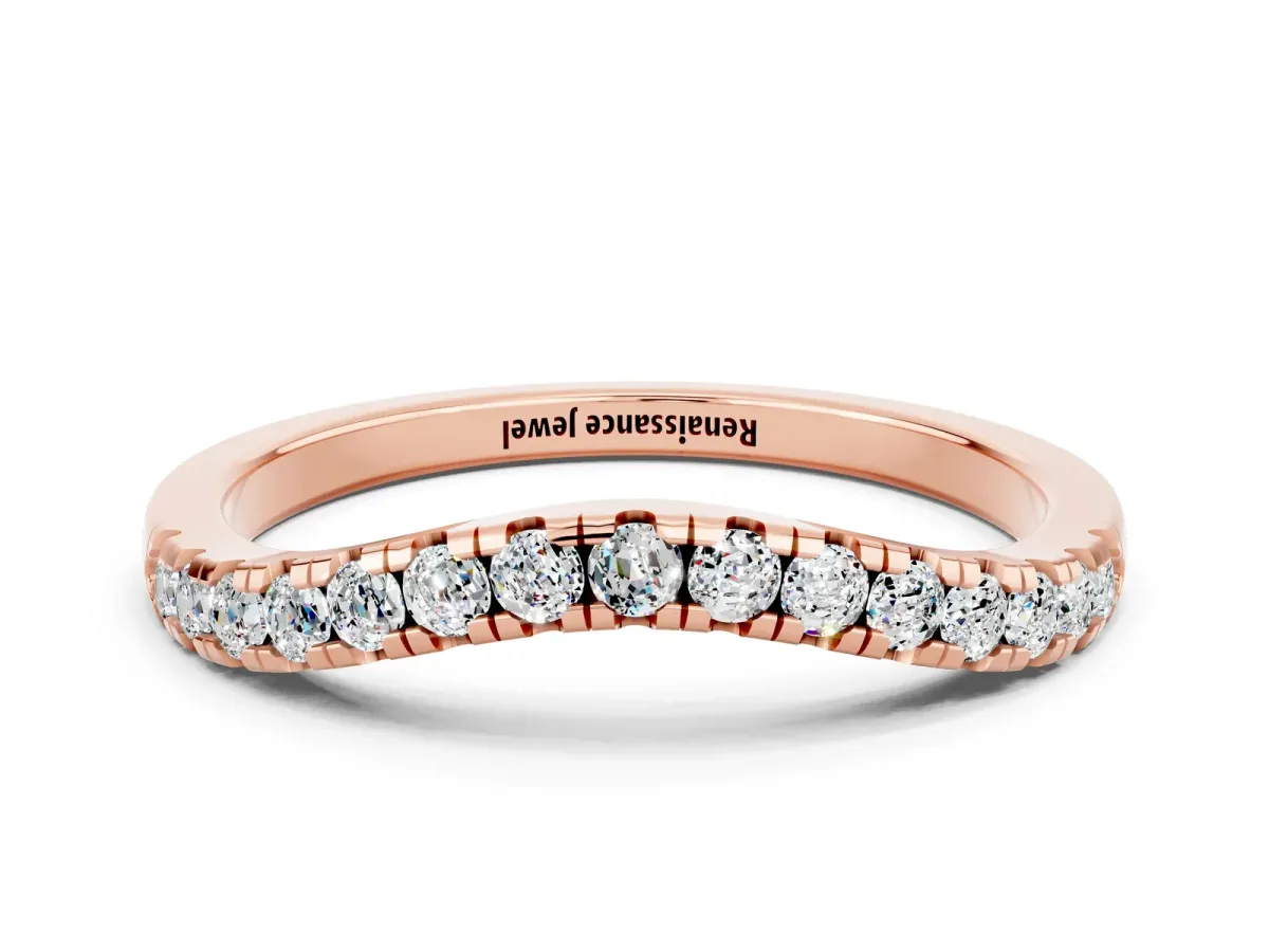 Moissanite Pavé Curved Wedding Band Rose gold