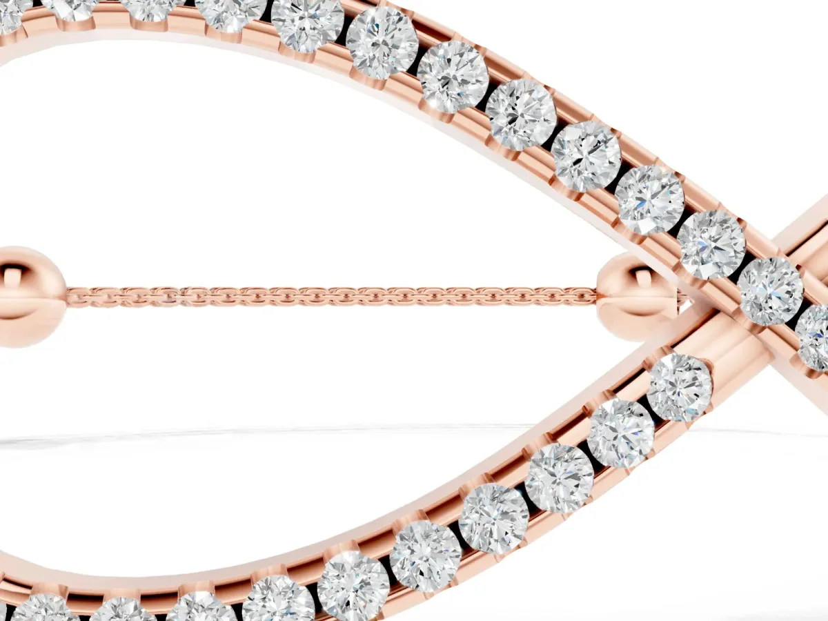 Pavé Round Diamond Infinity Chain Bracelet with Bezel Setting Rose gold