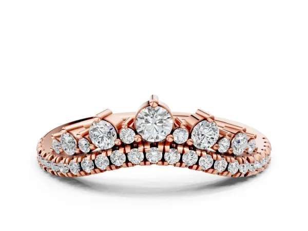 Round Diamond Pavé Contour Band with Prong Setting Rose gold
