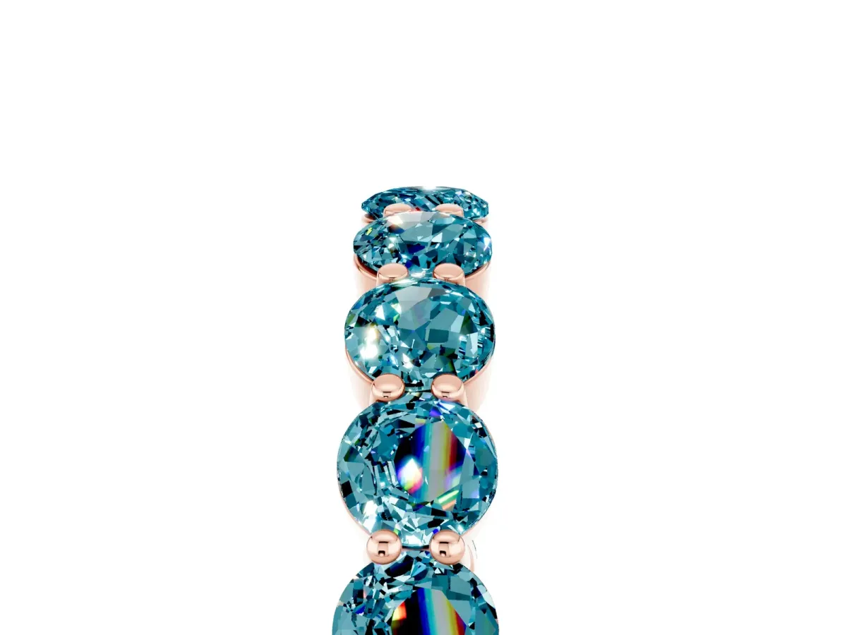 Round Blue Topaz Eternity Band with U-Prong Setting Rose gold