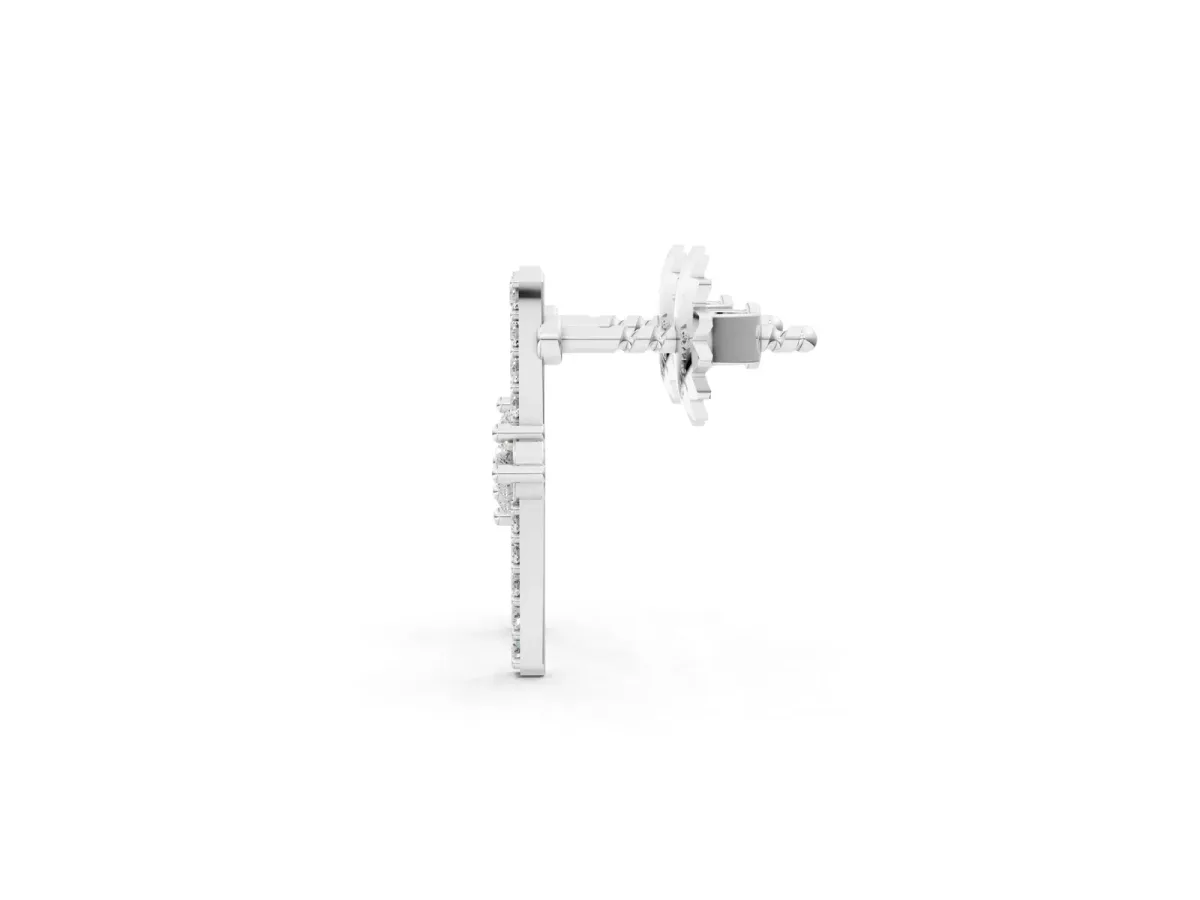 Round Diamond Two Stone Bypass Stud Earrings White gold