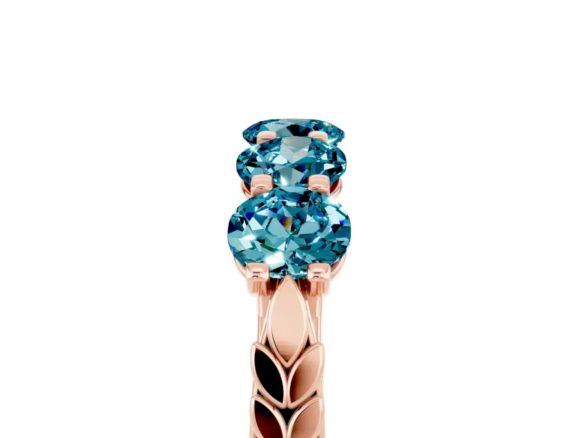Five-Stone Round Blue Topaz Prong-Set Band Rose gold