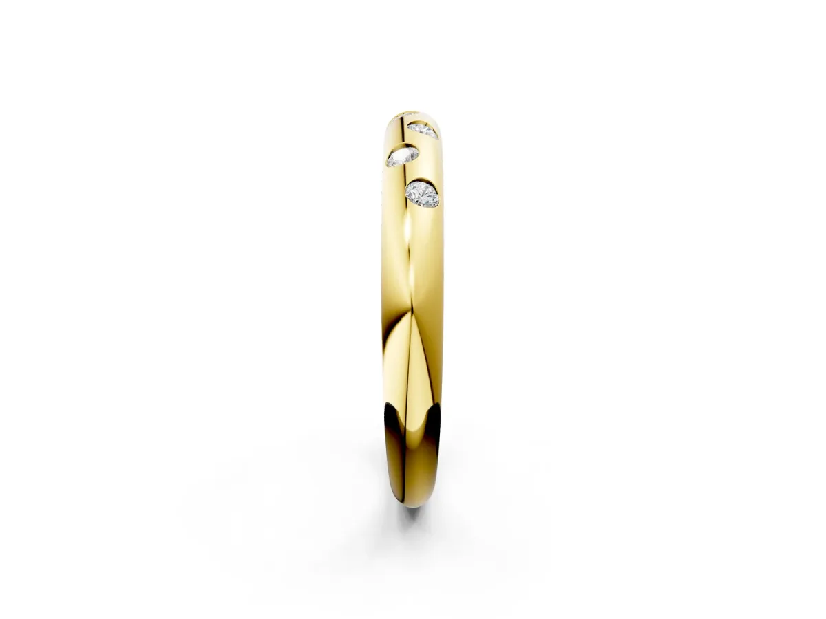 Round Diamond Flush-Set Comfort Fit Band Yellow gold