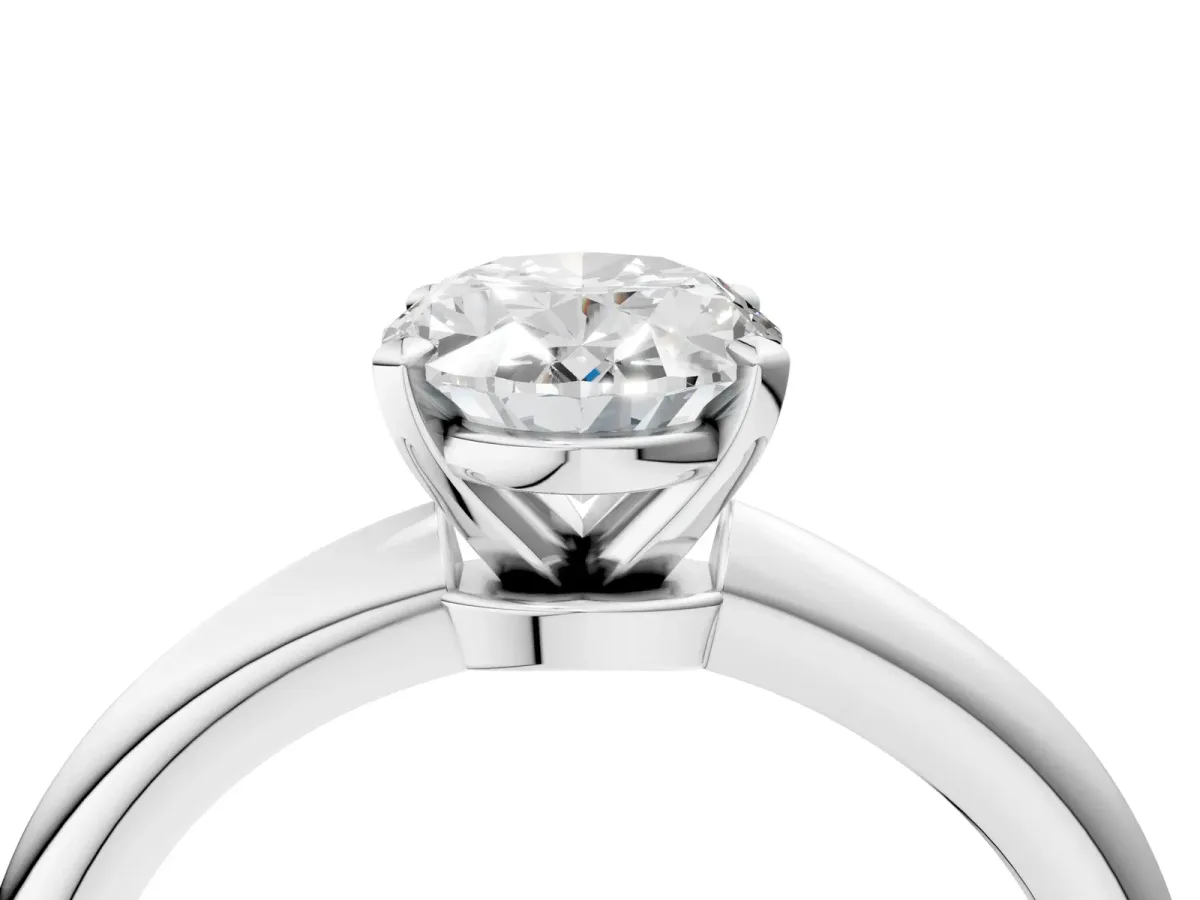 Oval Cut Diamond Solitaire Ring with Six-Prong Setting and Classic Band White gold