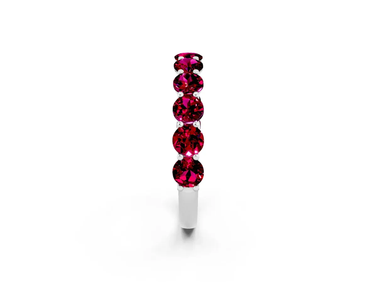 Round Garnet Shared Prong Eternity Band Platinum