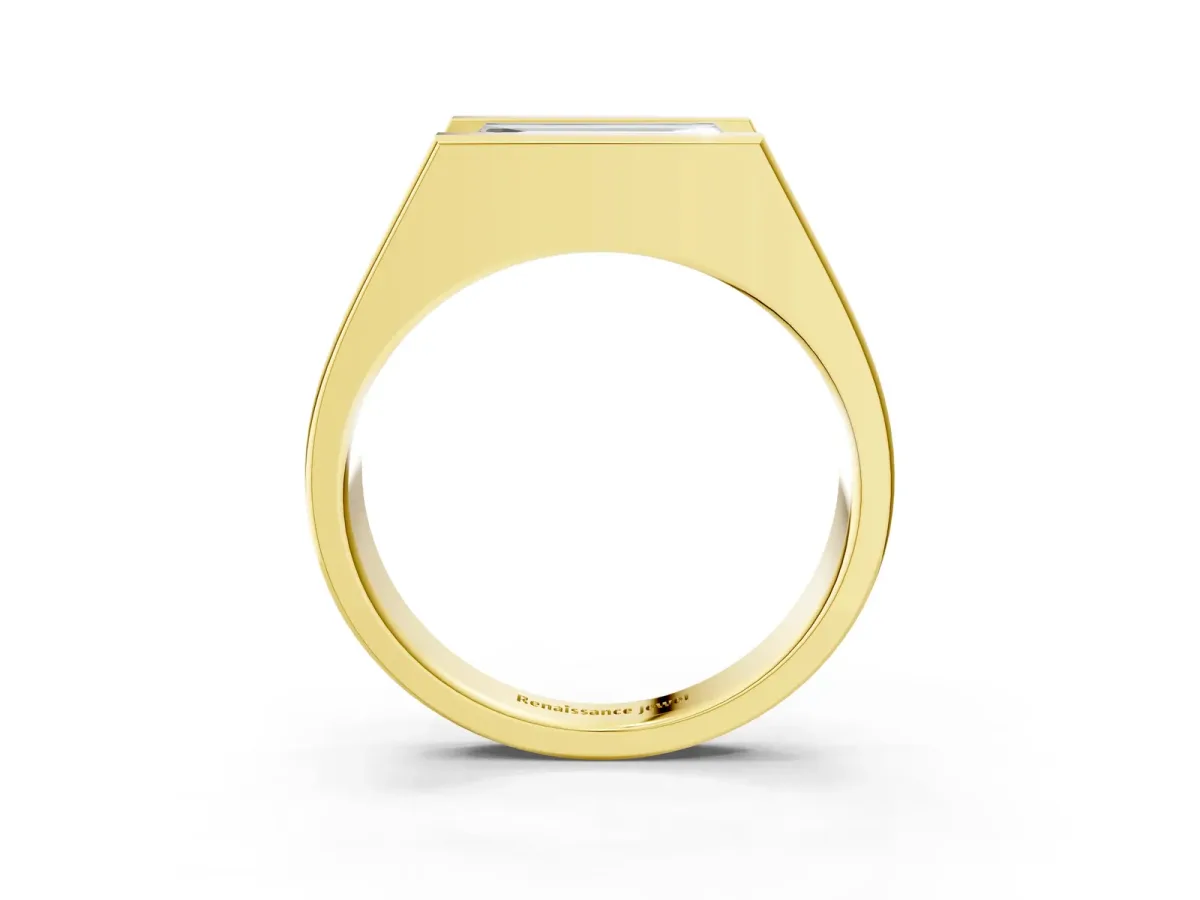 Baguette Diamond Geometric Solitaire Ring Yellow gold
