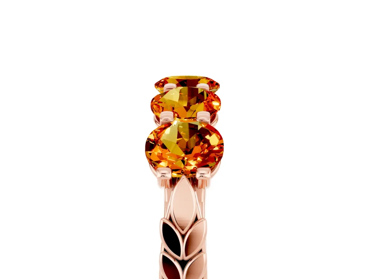 Five-Stone Round Citrine Prong-Set Band Rose gold
