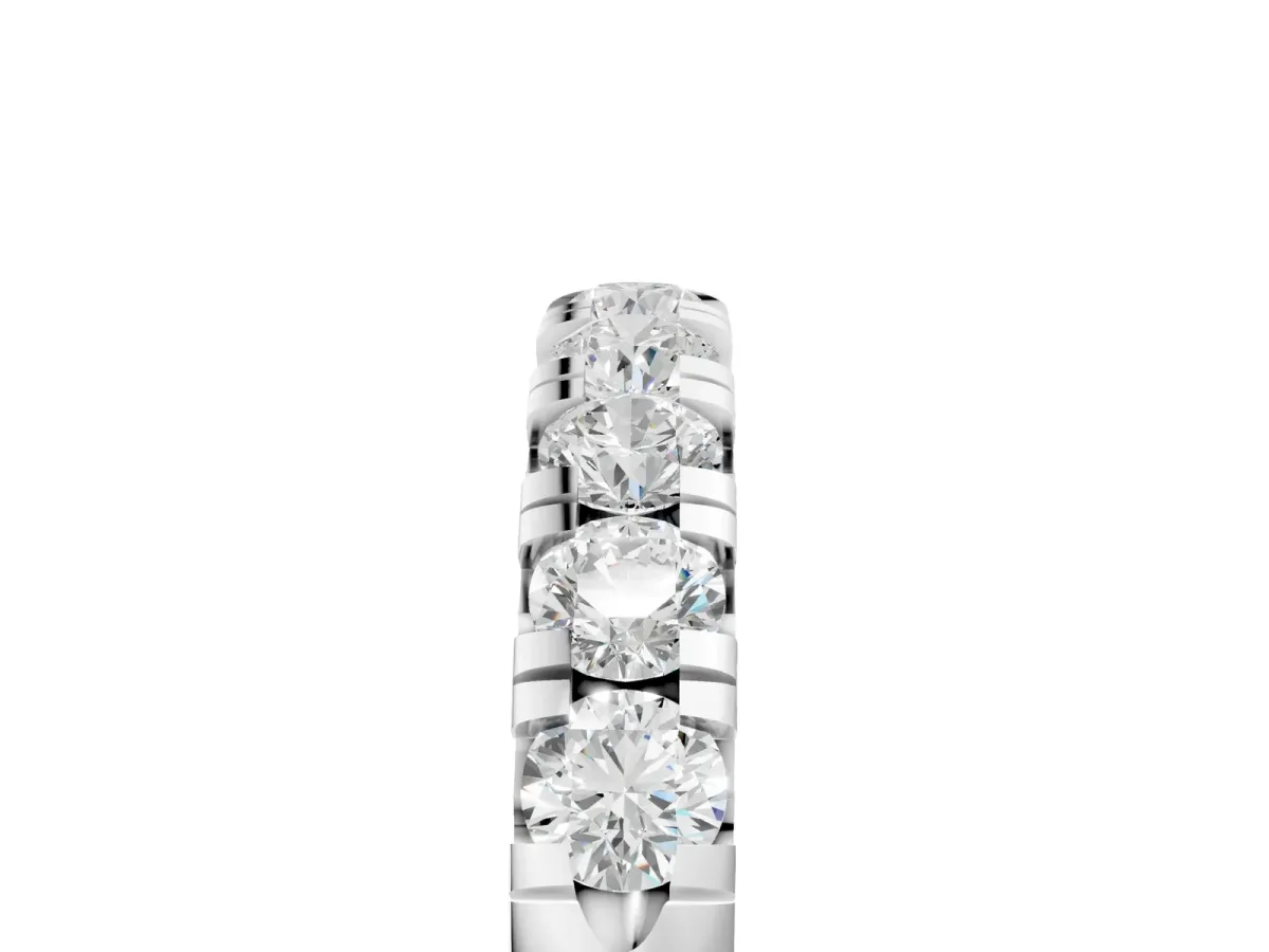 Round Diamond Half-Eternity Prong Set Band Silver