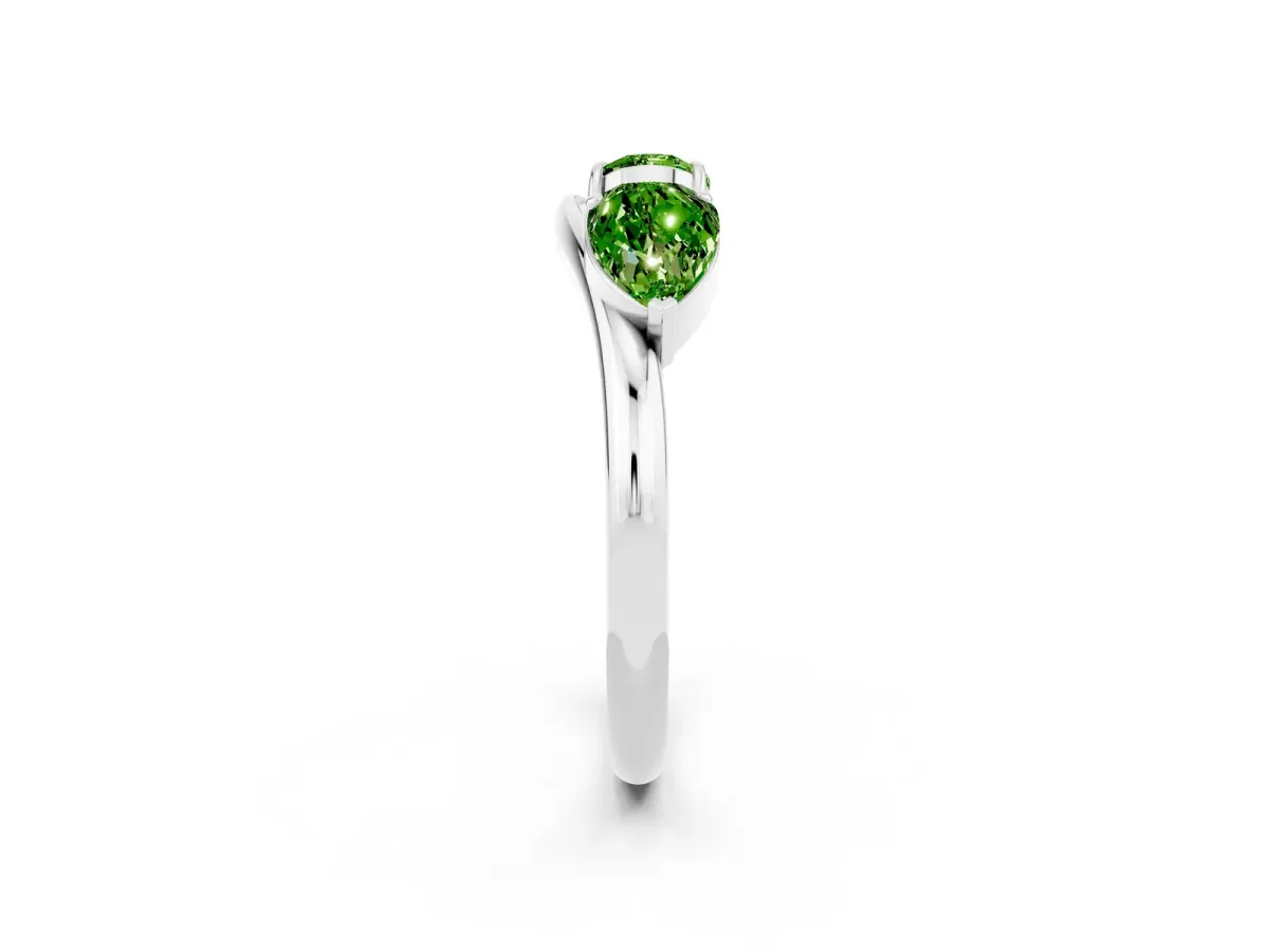 Two-Stone Pear Peridot Bypass Ring with Prong Setting Silver