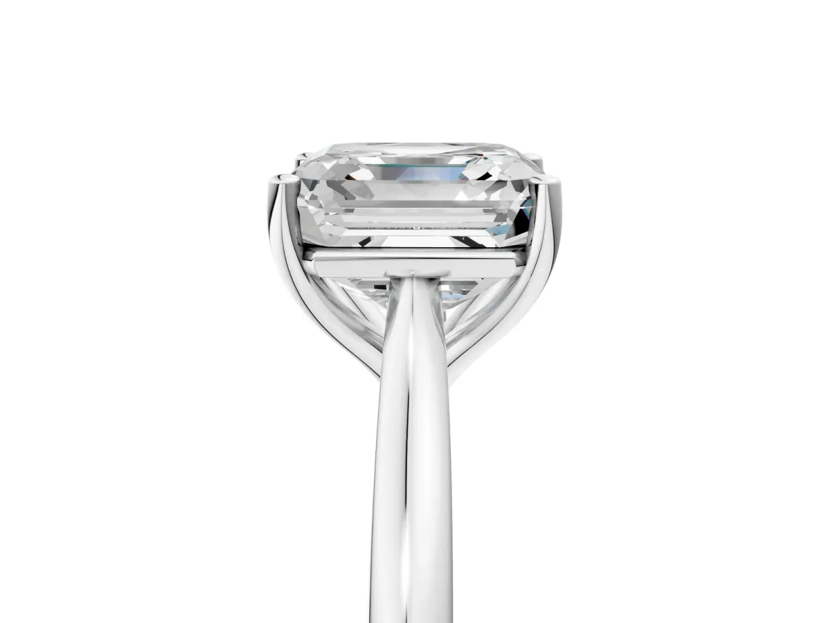 Asscher Cut Cut Solitaire Ring with Cathedral Band and Four-Prong Setting Platinum