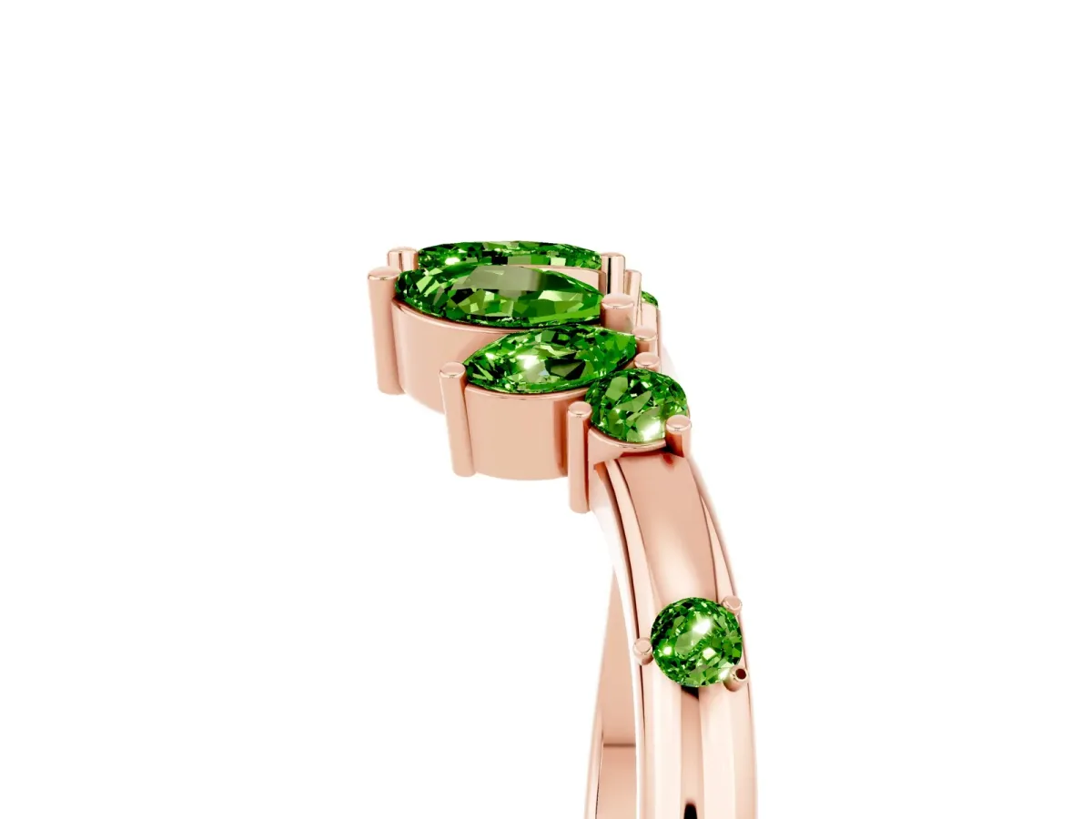 Open Marquise Cluster Peridot Band with Prong Setting Rose gold