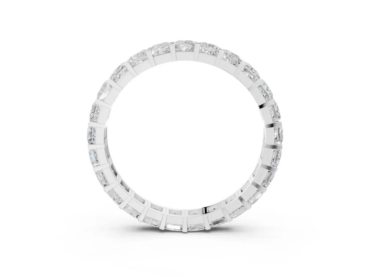 Princess Cut Diamond Eternity Band with Channel Setting and Shared Prong Silver