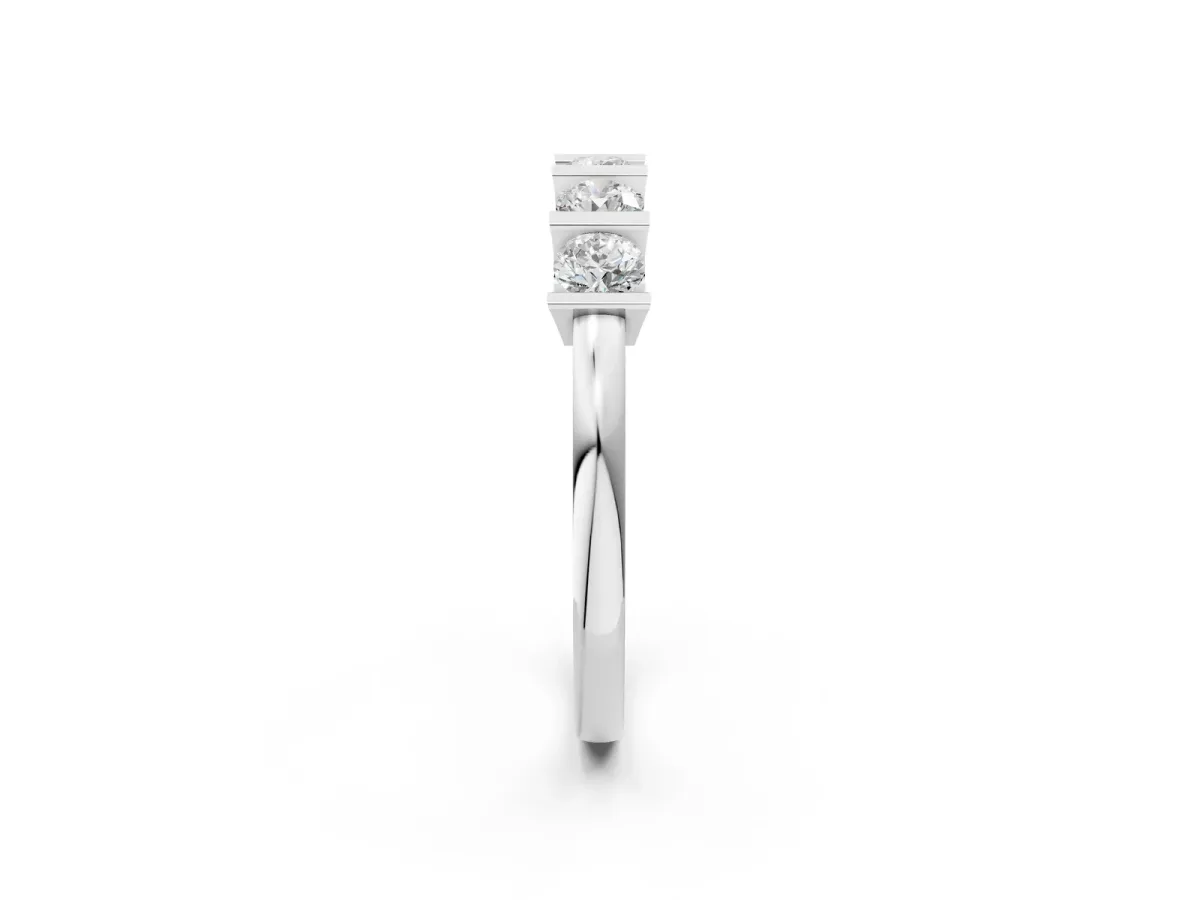 Channel-Set Round Diamond Five-Stone Band Silver