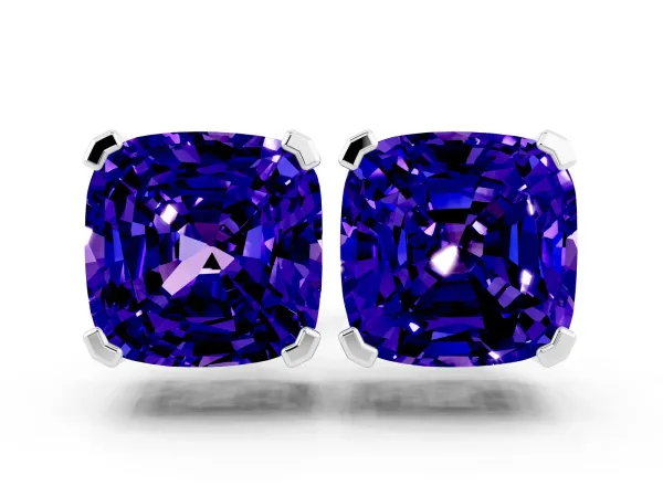 Cushion Cut Tanzanite Stud Earrings Platinum
