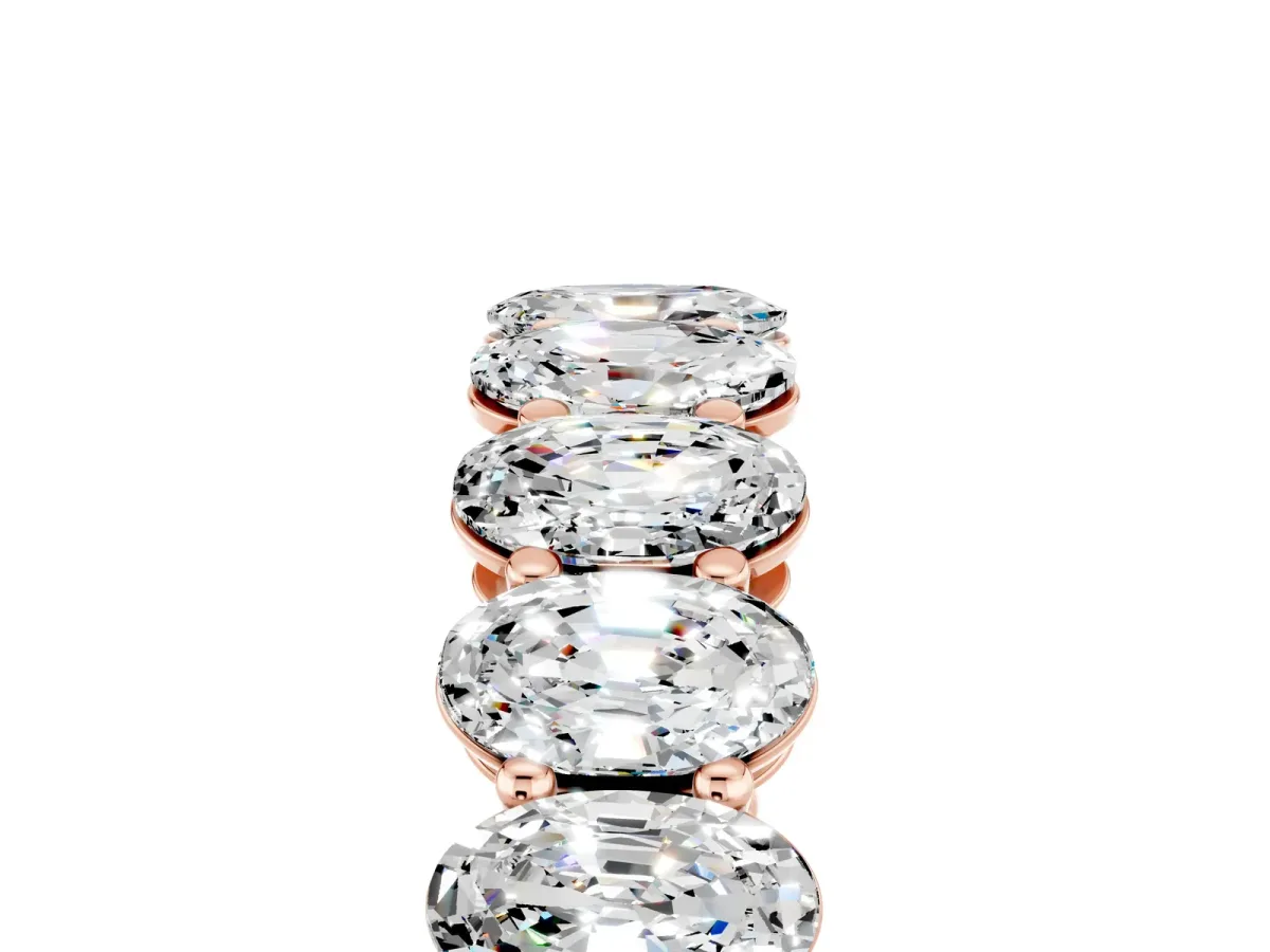 Oval Cut Moissanite Eternity Band with Shared Prong Setting Rose gold