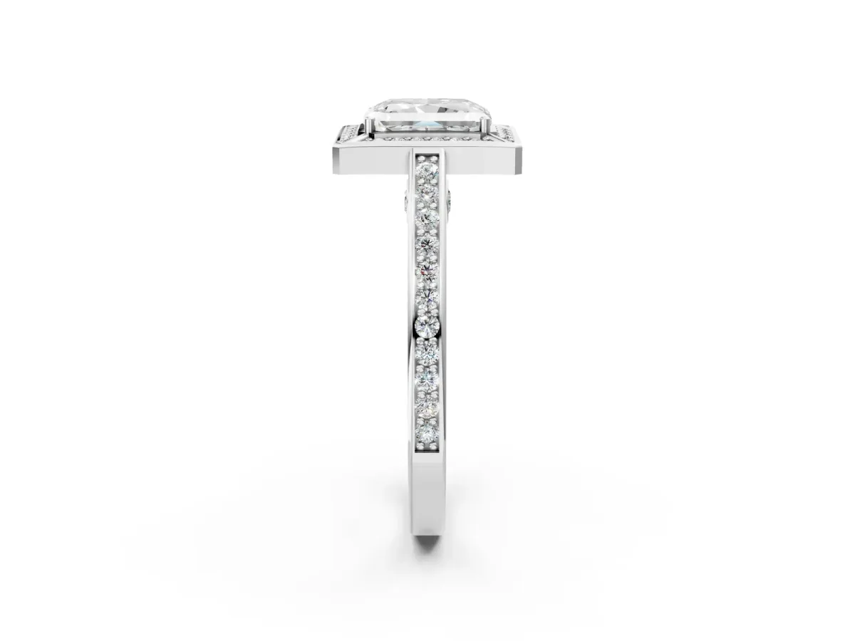 Radiant Cut Cut Halo Pave Split Shank Prong Setting Ring Platinum