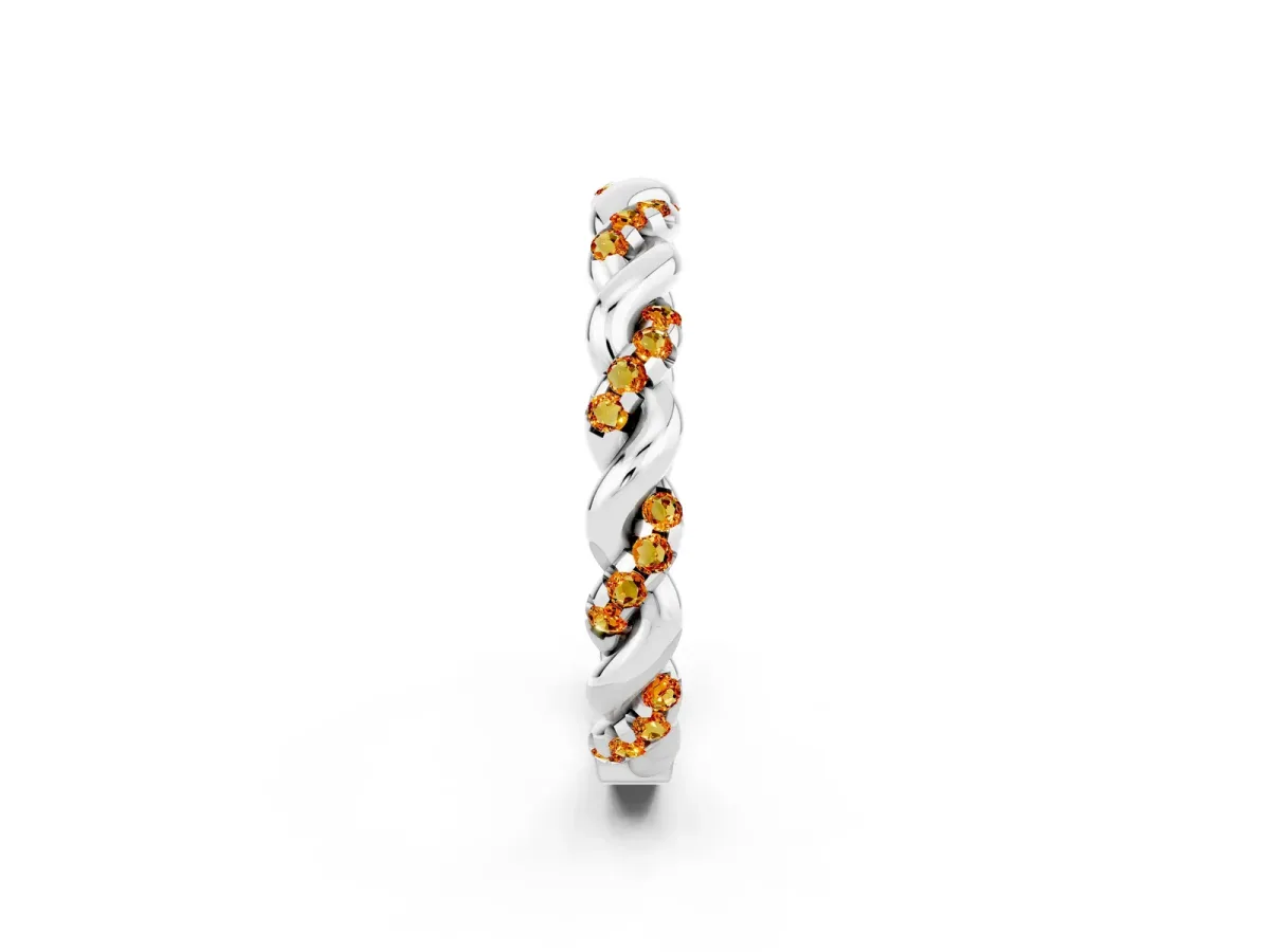 Twisted Pavé Round Citrine Eternity Band Platinum