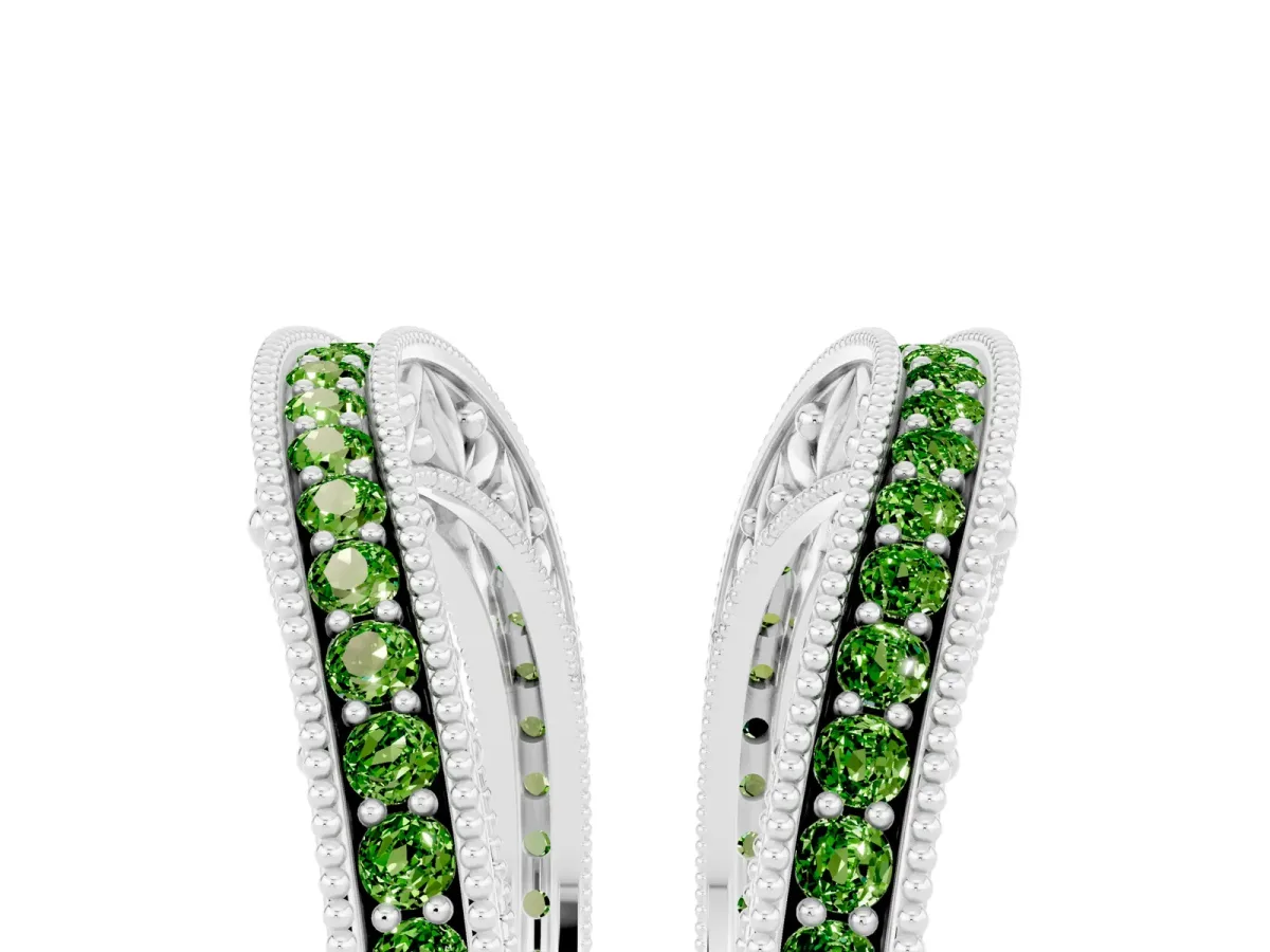 Round Peridot Milgrain Eternity Band with Channel Setting Silver