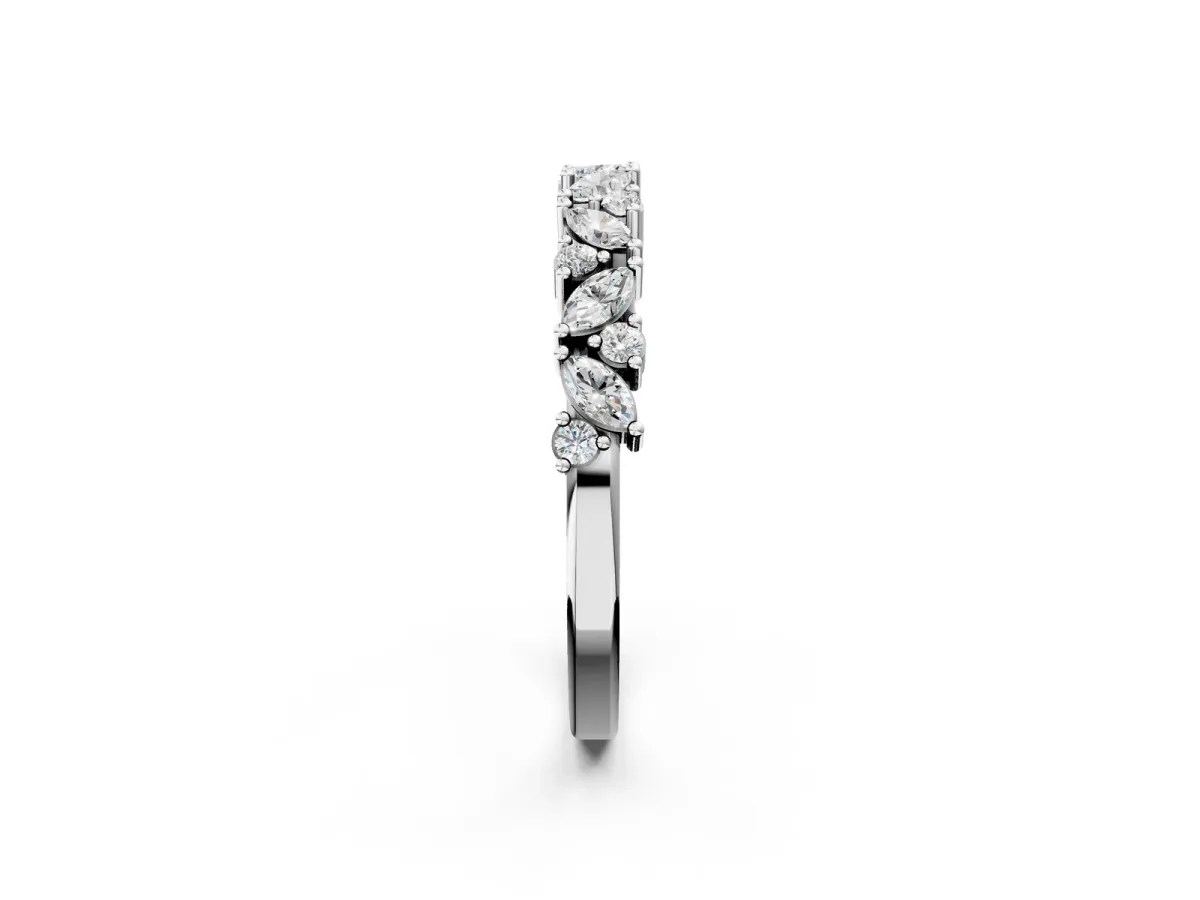 Marquise and Round Diamond Vine Eternity Band with Prong Setting Platinum